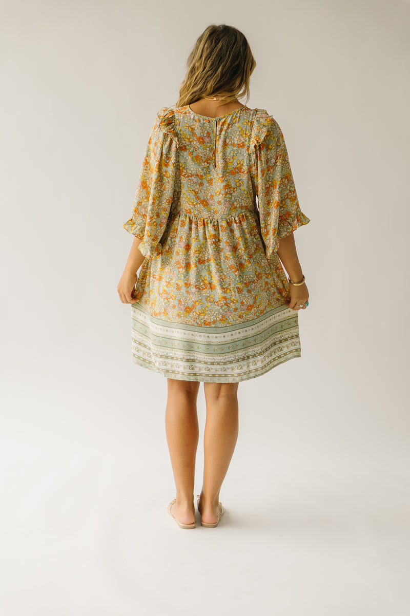 The Bethania Kimono Sleeve Babydoll Dress in Sage