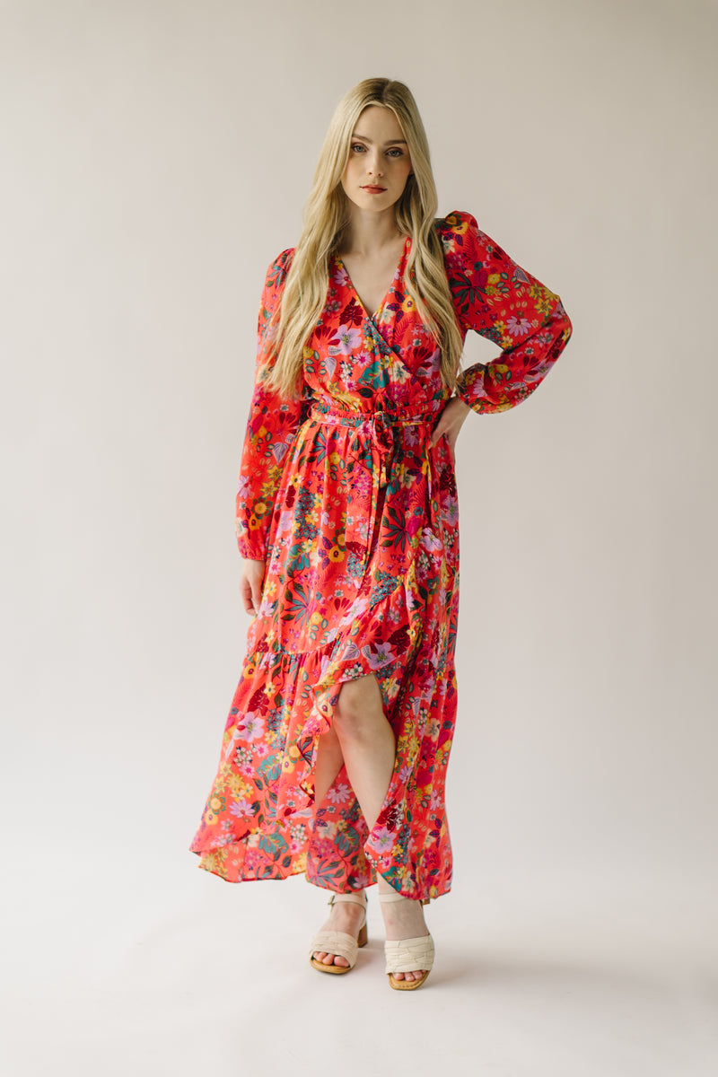 The Bracewell High-Low Maxi Dress in Coral