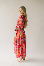 The Bracewell High-Low Maxi Dress in Coral