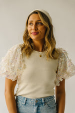 The Guthrie Textured Puff Sleeve Blouse in Cream