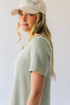 The Nyman Ribbed V-Neck Tee Dress in Sage