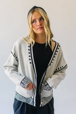 The Talon Patterned Button-Down Cardigan in Ivory