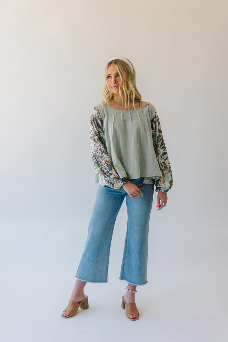 Free People: Picking Petals Top in Sage Combo