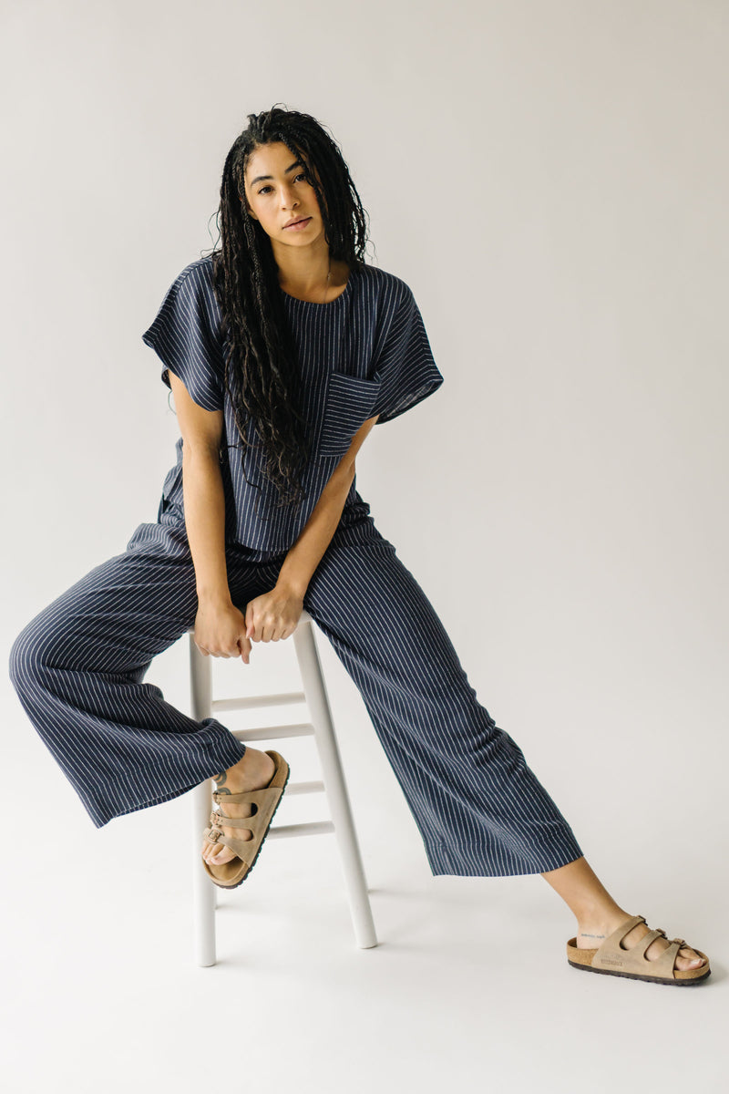 The Jackman Striped Pant in Dusty Blue