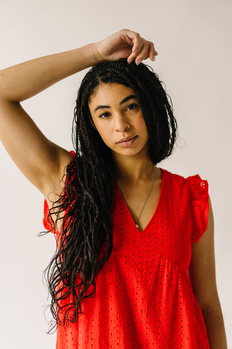 The Dutton Eyelet Maxi Dress in Red Hibiscus