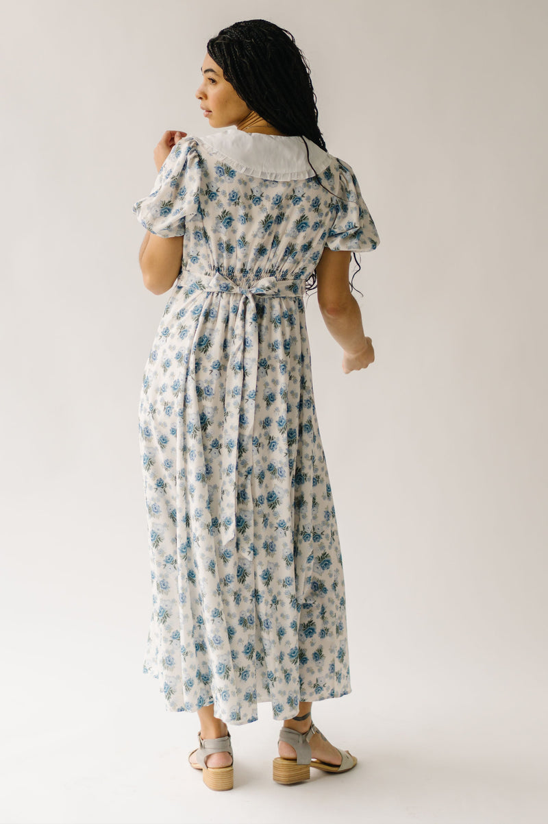 The Einerson Collared Floral Dress in French Blue