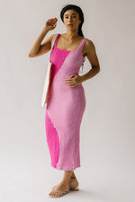 The Marinko Two-Tone Smocked Midi Dress in Pink
