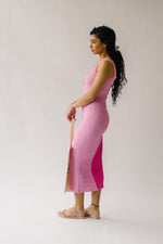 The Marinko Two-Tone Smocked Midi Dress in Pink