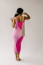 The Marinko Two-Tone Smocked Midi Dress in Pink