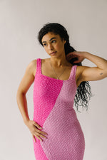 The Marinko Two-Tone Smocked Midi Dress in Pink