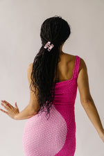 The Marinko Two-Tone Smocked Midi Dress in Pink