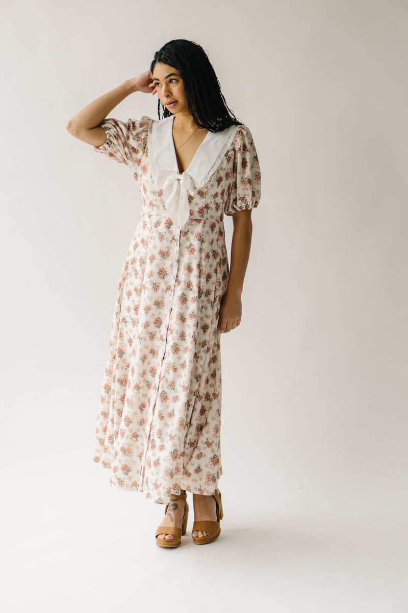 The Einerson Collared Floral Dress in Vintage Rose