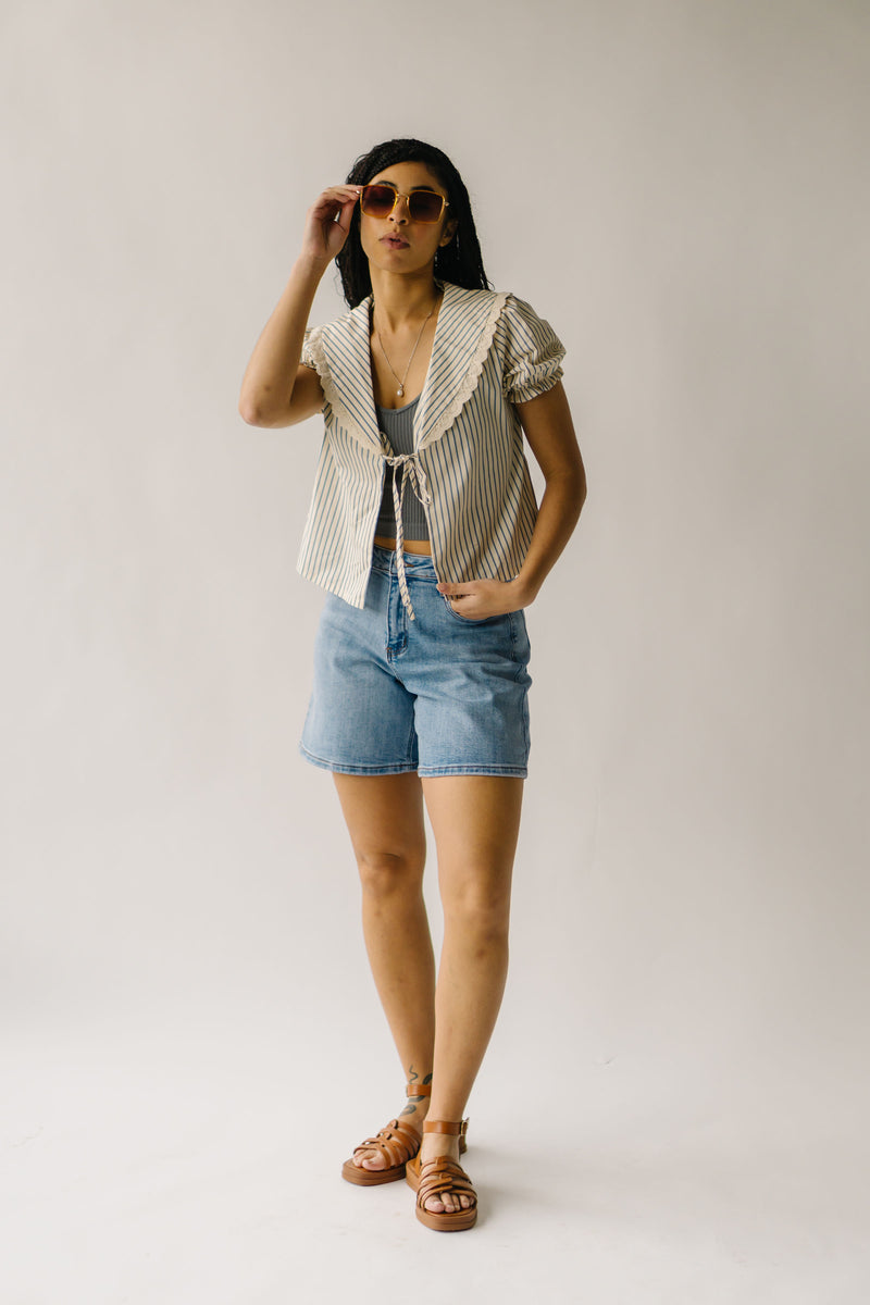 The Ressler Tie Front Blouse in Butter