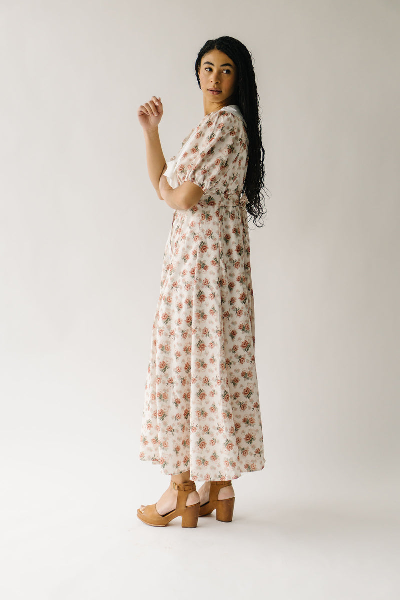 The Einerson Collared Floral Dress in Vintage Rose
