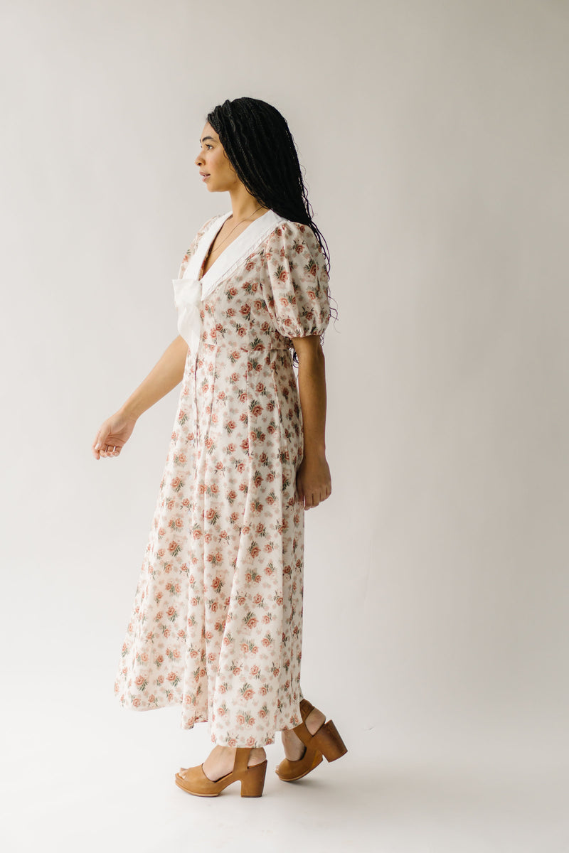 The Einerson Collared Floral Dress in Vintage Rose