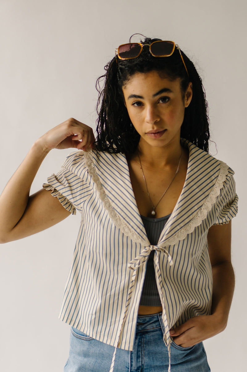 The Ressler Tie Front Blouse in Butter