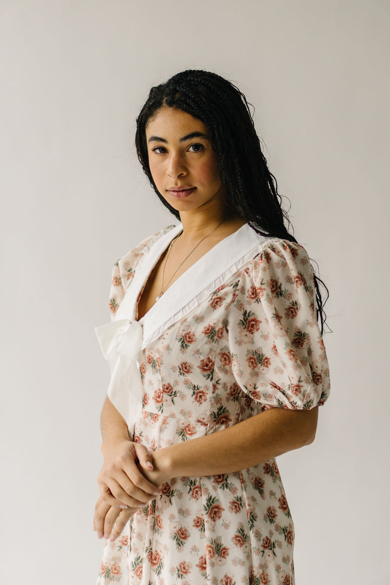 The Einerson Collared Floral Dress in Vintage Rose