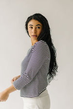 The Takeno Quarter Length Striped Tee in Black + White