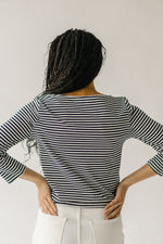 The Takeno Quarter Length Striped Tee in Black + White