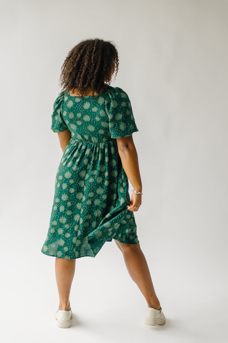 The Montura Square Neck Floral Dress in Hunter Green