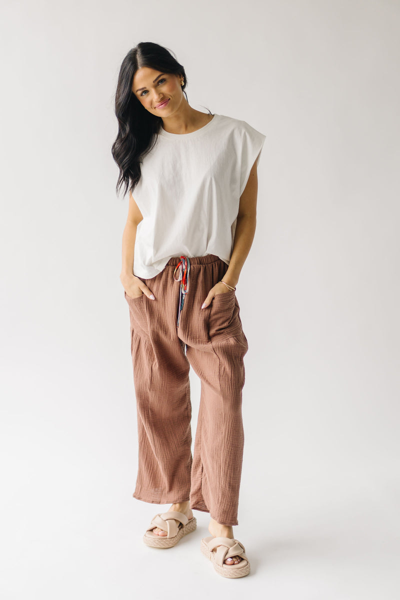 The Durst Drawstring Gauze Pant in Brown