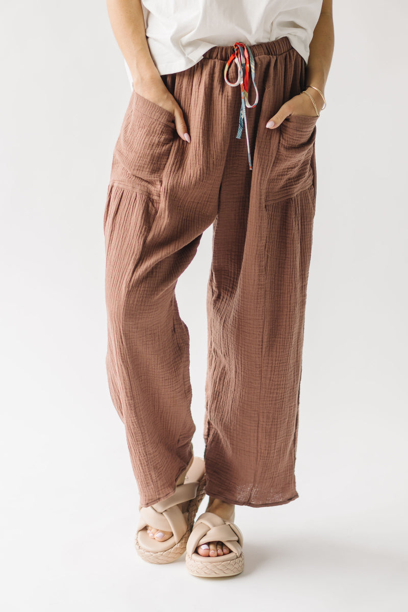 The Durst Drawstring Gauze Pant in Brown