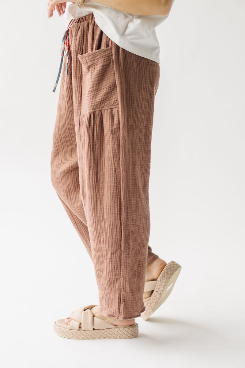 The Durst Drawstring Gauze Pant in Brown