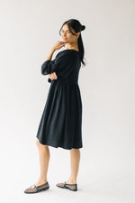 The Marlene Textured Dolman Sleeve Dress in Black