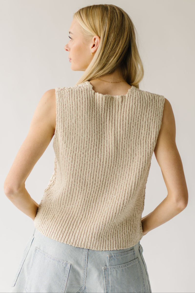 The Cecelia Crochet Button-Up Vest in Ivory