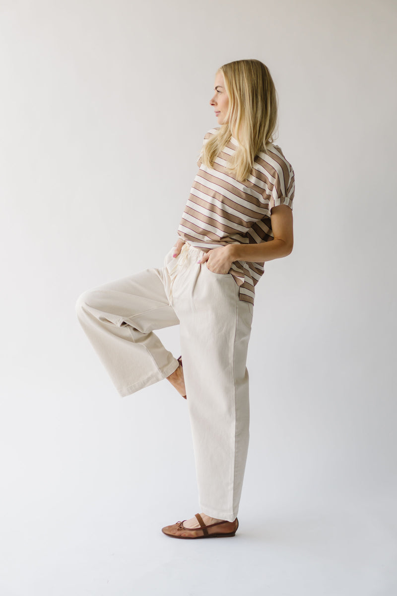 The Lennox Striped Tee in Taupe + Oatmilk