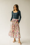 The Kenly Floral Tiered Maxi Skirt in Cream