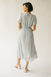 The Thornhill Pleated Midi Dress in Ivory + Blue Floral