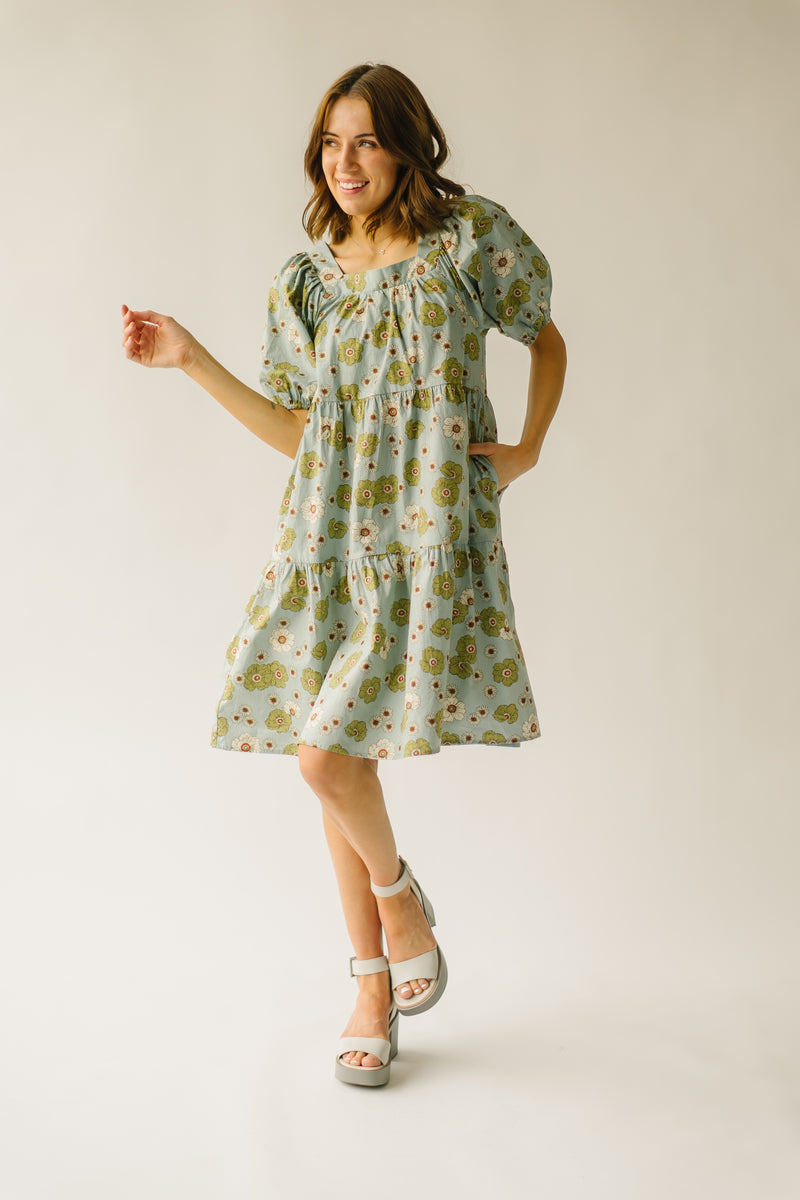 The Fontana Floral Detail Dress in Sage