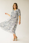 The Boulder Pleated Floral Dress in Blue Multi