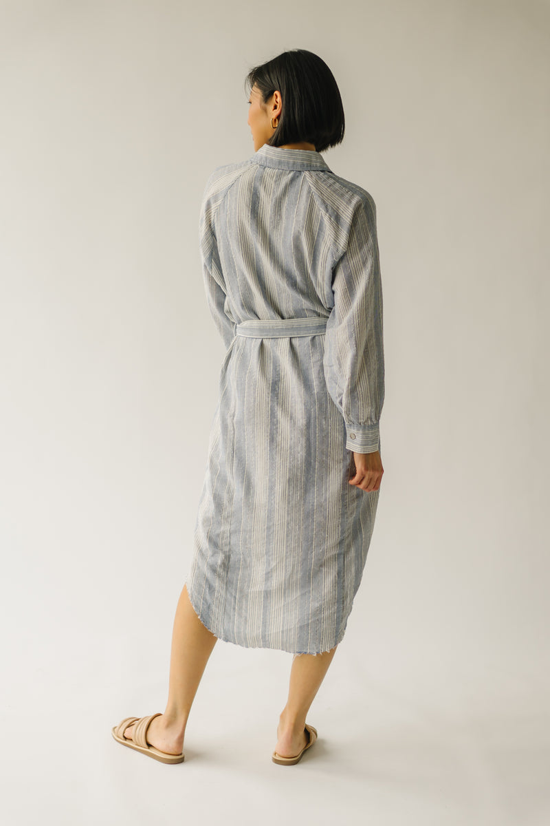 The Pearland Striped Midi Dress in Blue