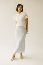The Mateah Lace Midi Skirt in Light Blue
