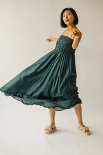 The Frisco Pleated Maxi Dress in Dark Forest