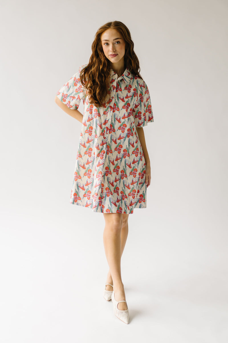 The Sharla Printed Shirt Dress in Iris Floral