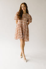 The Venice Puff Sleeve Floral Dress in Peachy Pink