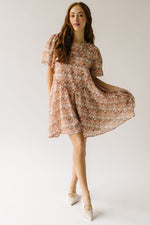 The Venice Puff Sleeve Floral Dress in Peachy Pink