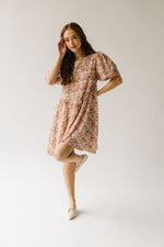 The Venice Puff Sleeve Floral Dress in Peachy Pink