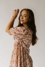 The Venice Puff Sleeve Floral Dress in Peachy Pink