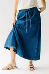 The Karly Flare Maxi Skirt in Denim Blue