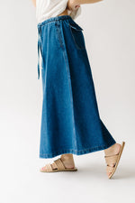 The Karly Flare Maxi Skirt in Denim Blue