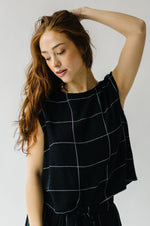 The Julie Grid Woven Blouse in Black + White