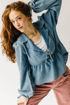 The Pullan Tie Front Blouse in Denim