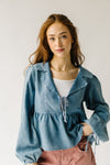 The Pullan Tie Front Blouse in Denim