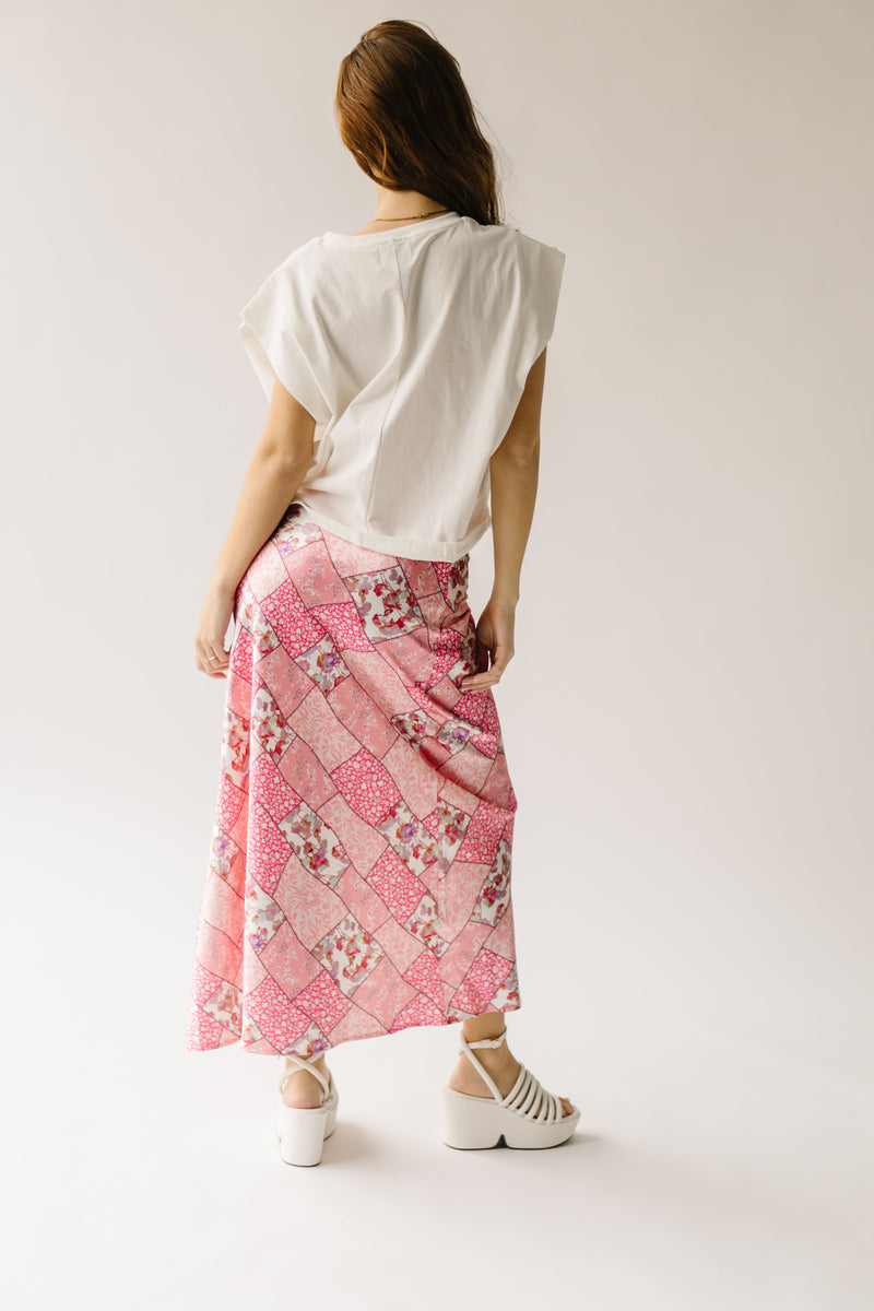 The Wayne Patchwork Floral Maxi Skirt in Pink Multi