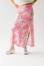 The Wayne Patchwork Floral Maxi Skirt in Pink Multi