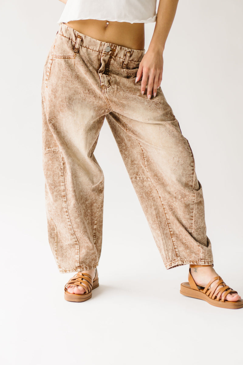 The Lavery Floral Barrel Jean in Almond